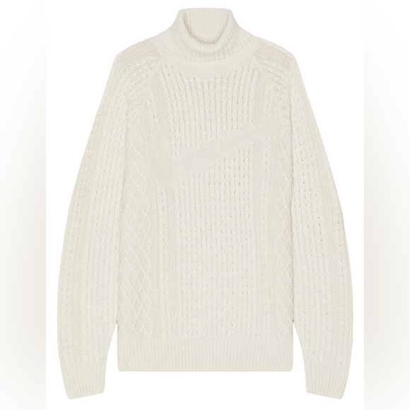 Nike Life Mens Cable Knit Turtleneck Off White Chunky Relaxed Large Sweater NWT - Picture 7 of 12